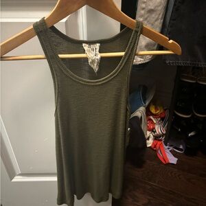 Free people green ribbed tank top